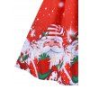Robe Mi-longue avec Empiècement en Tulle à Imprimé Flocon de Neige Père Noël - Rouge L