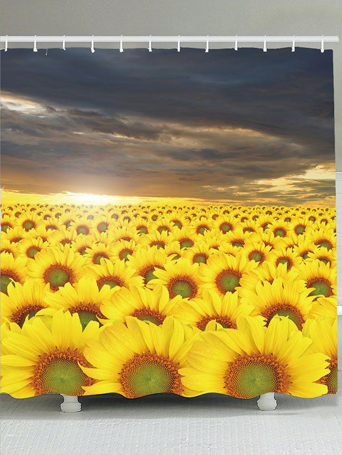 

Sunflowers Pattern Waterproof Shower Curtain, Colormix