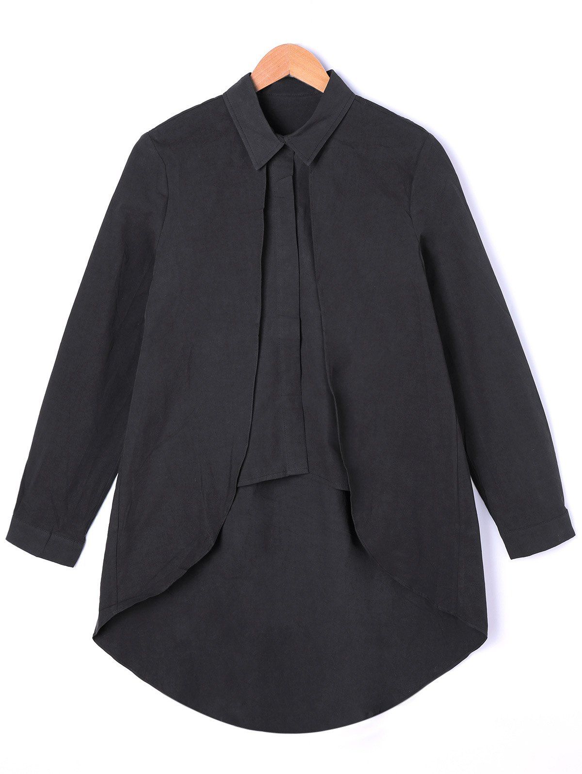 

Overlay High Low Hem Shirt, Black