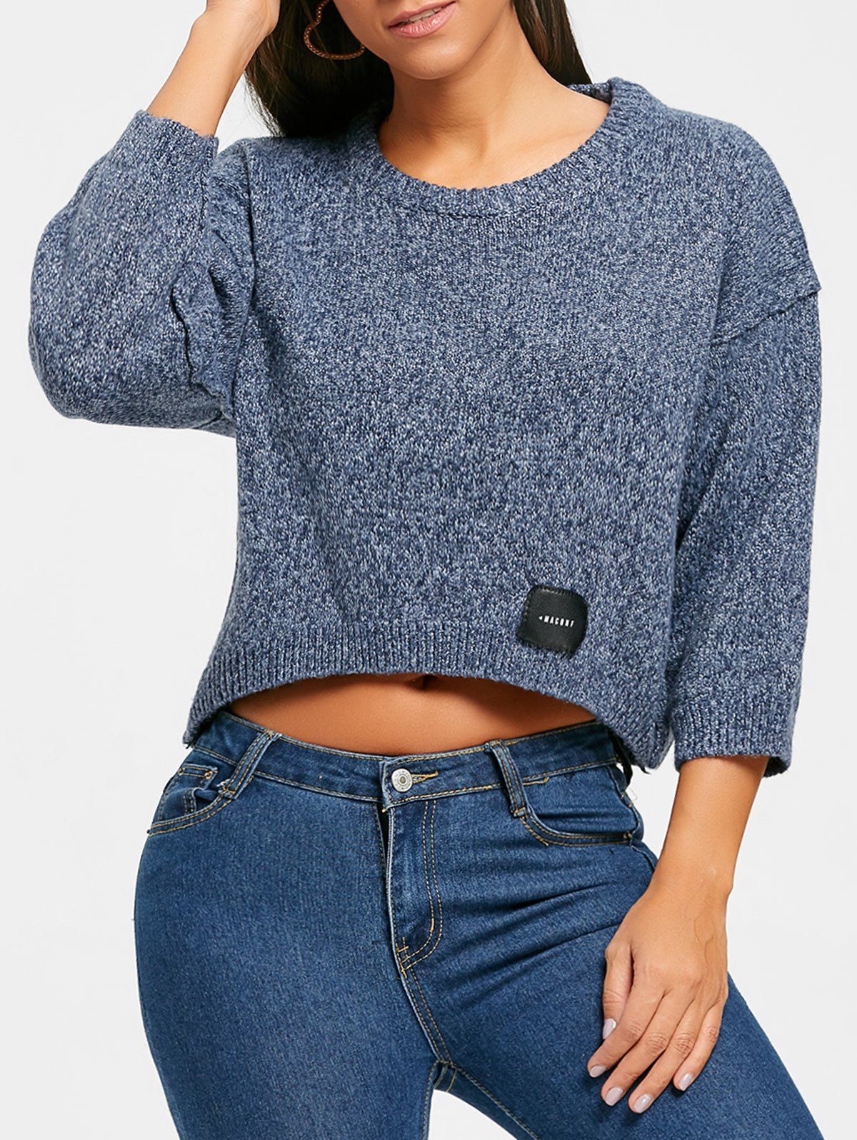 crew neck cropped sweater