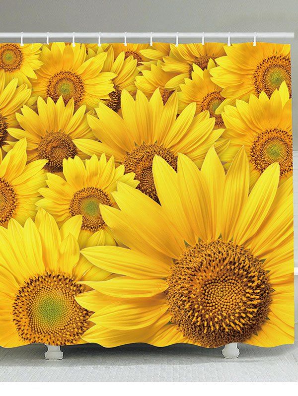 

Sunflowers Printed Waterproof Bathroom Curtain, Yellow