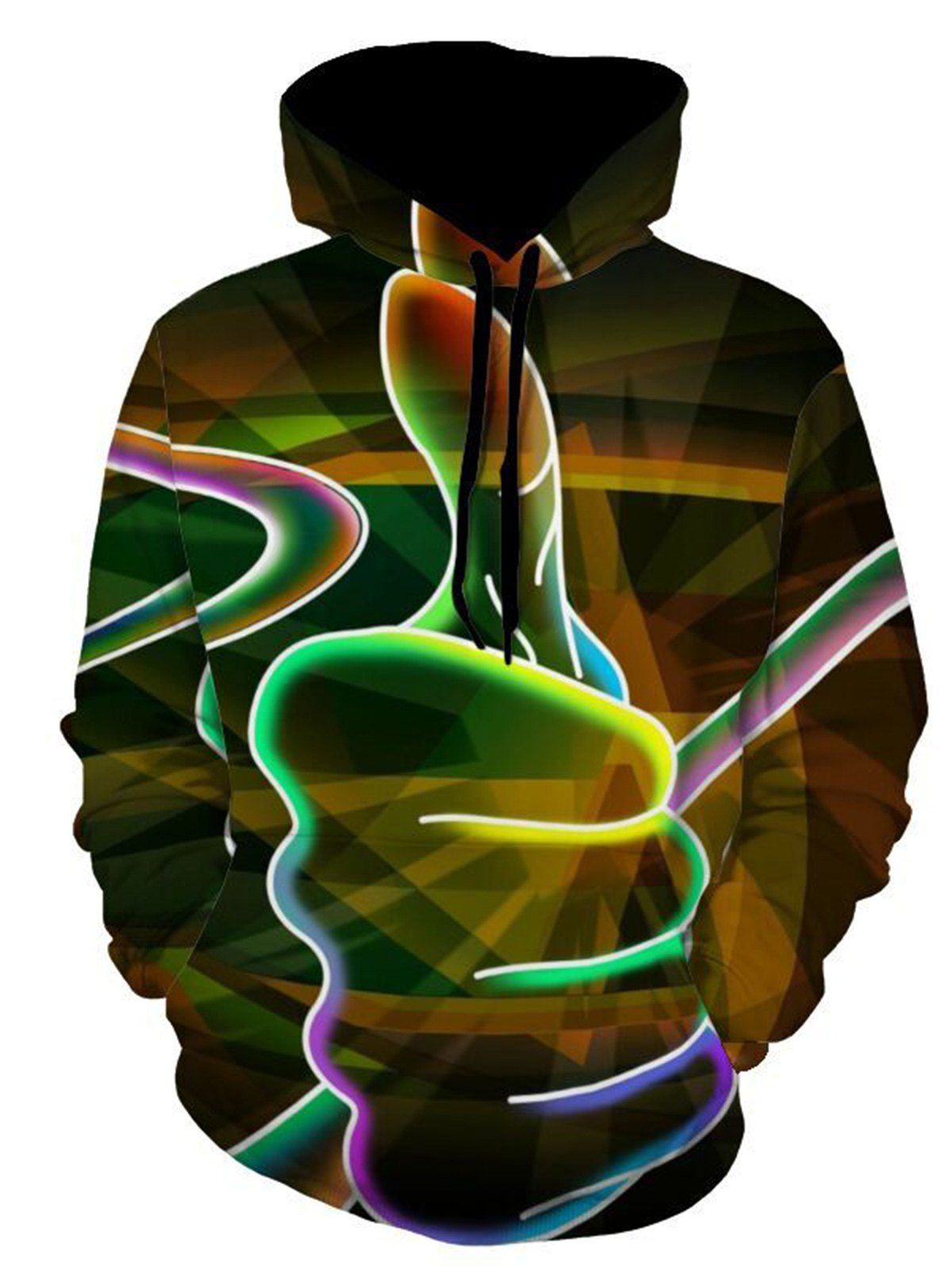 

Drawstring 3D Finger Print Hoodie, Colormix