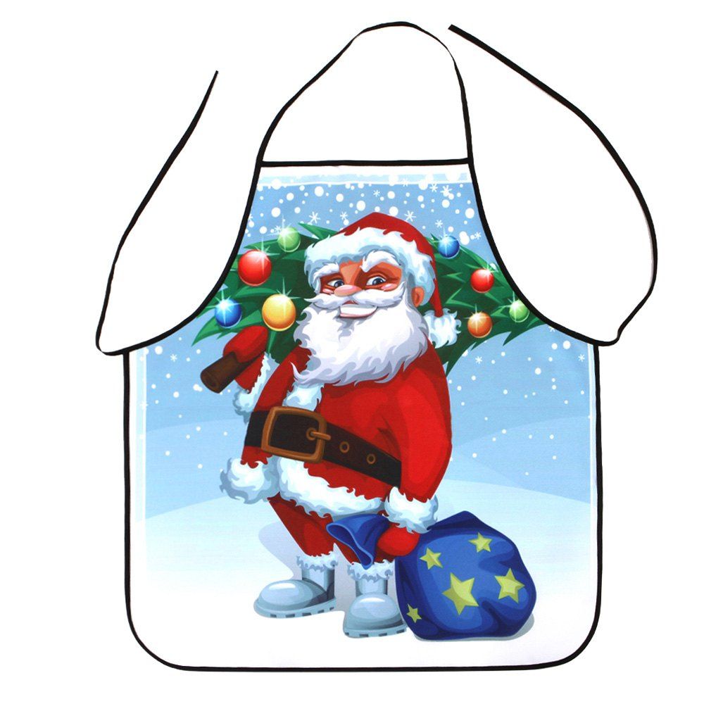 

Santa Claus Print Waterproof Polyester Christmas Apron, Colormix