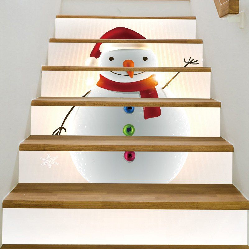 

Chubby Christmas Snowman Baubles Pattern Stair Stickers, Colorful