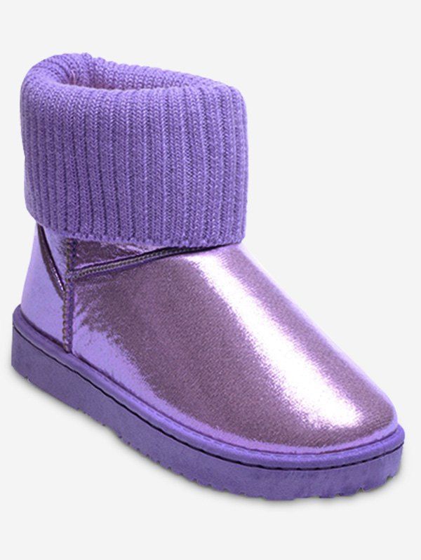 

Metallic Low Heel Snow Boots, Purple