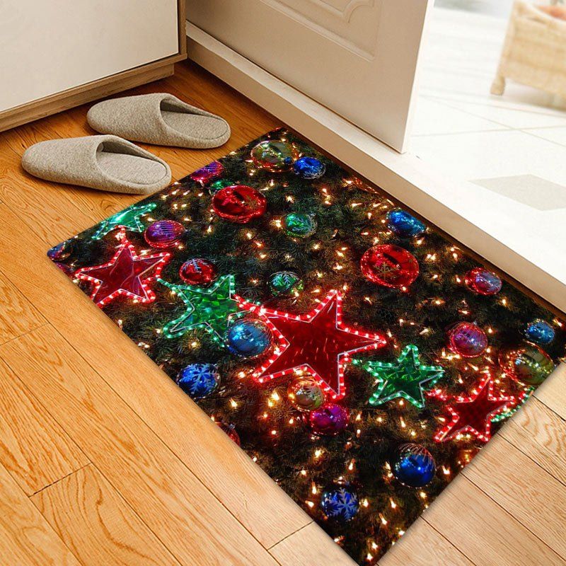 Christmas Star Balls Pattern Indoor Outdoor Area Rug - COLORMIX W20 INCH * L31.5 INCH