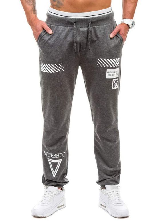 Pantalon Jogger Imprimé Géométrique Graphique - gris foncé XL