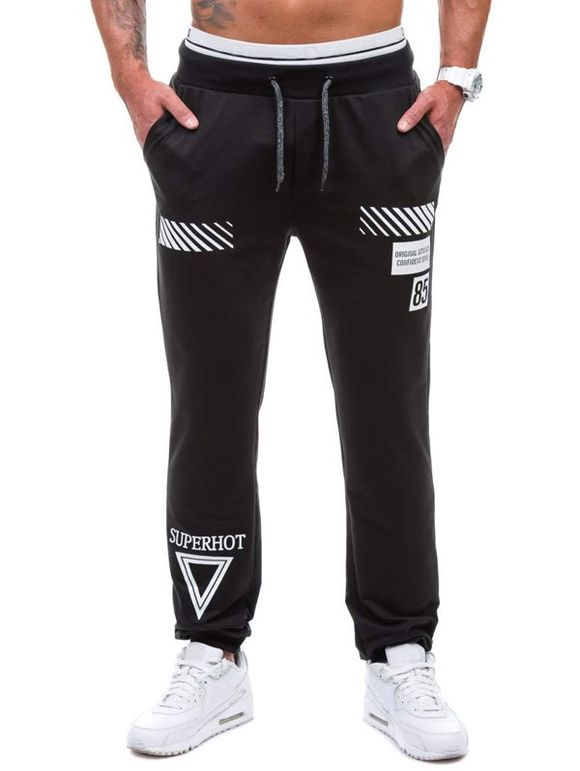Pantalon Jogger Imprimé Géométrique Graphique - Noir XL
