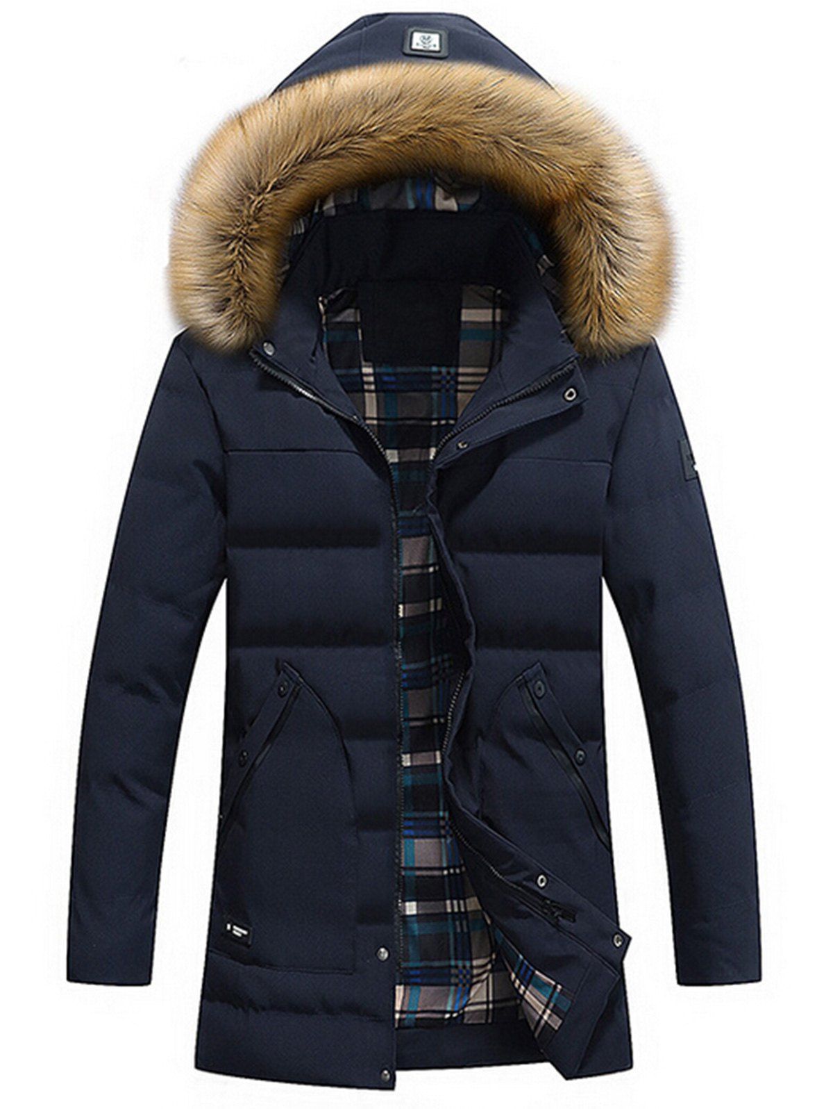 

Hooded Parka Zip Front Puffer Coat, Blue