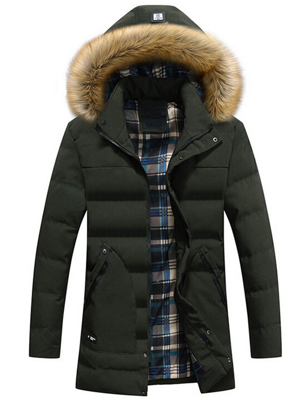 

Hooded Parka Zip Front Puffer Coat, Green