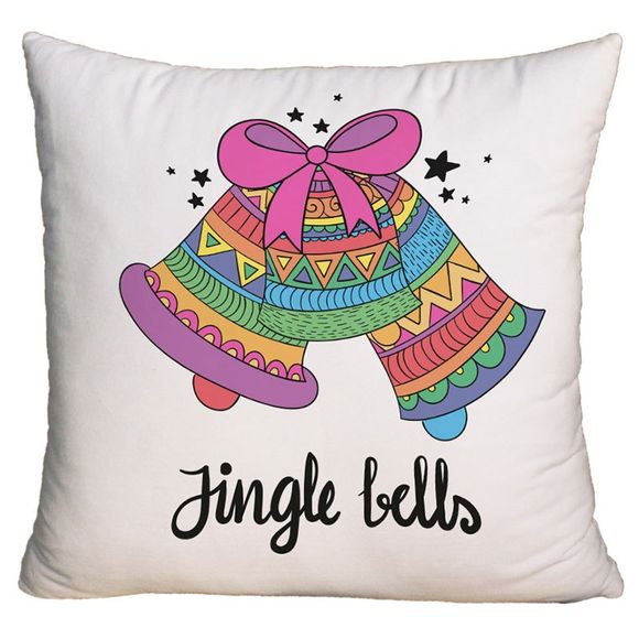 Christmas Jingle Bells Imprimer Taie d'oreiller décorative carrée - coloré W18 INCH * L18 INCH