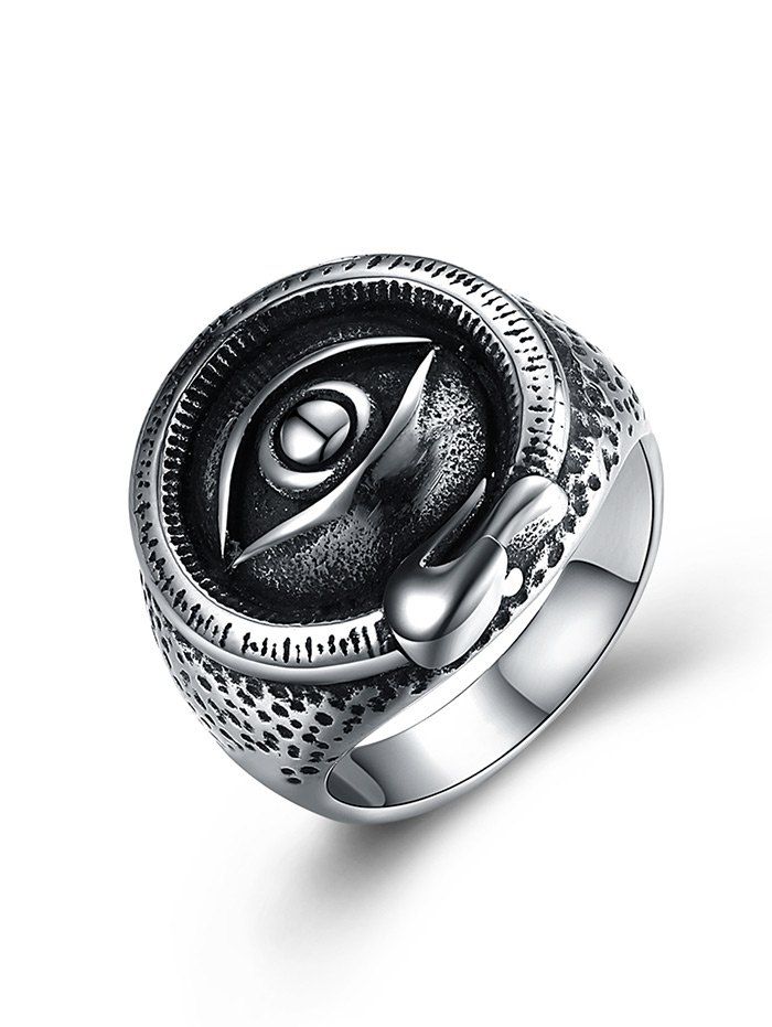 

Vintage Mysterious Eye Carved Gothic Style Titanium Steel Ring, Black