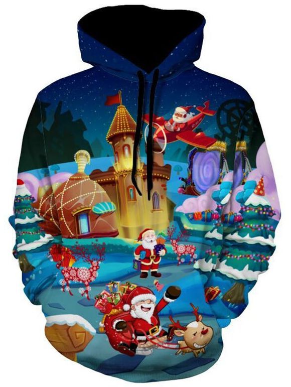 Sweatshirt à Capuche Imprimé Père Noël 3D - multicolore M