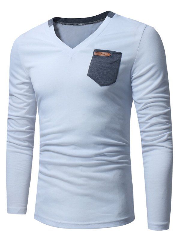 

Long Sleeve Pocket Embellished T-shirt, White