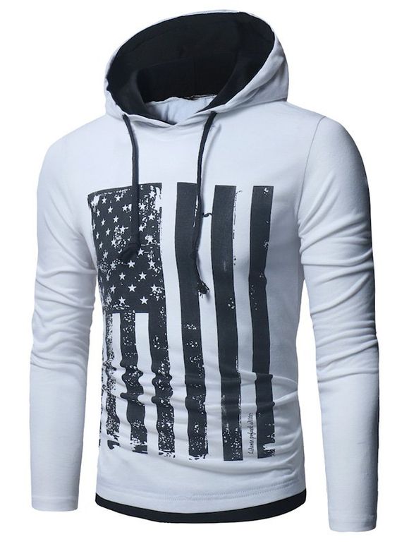 T-shirt Imprimé Drapeau Américain - Blanc XL