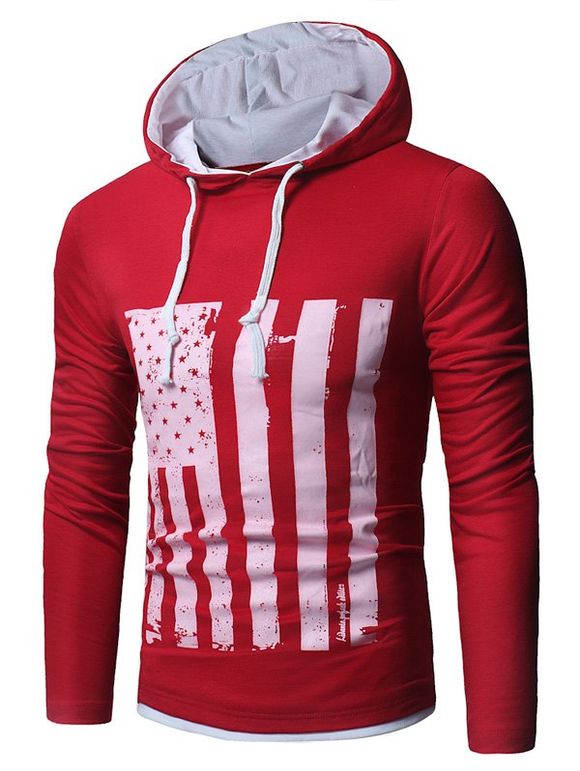 T-shirt Imprimé Drapeau Américain - Rouge 2XL