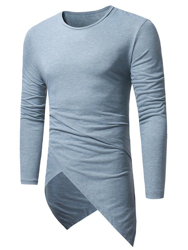 

Longline Long Sleeve Asymmetric T-Shirt, Light gray