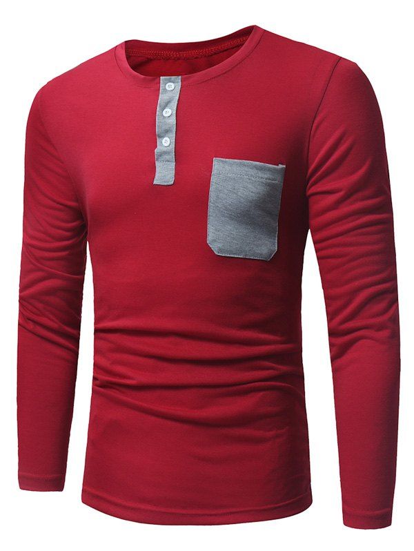 long sleeve henley with pocket