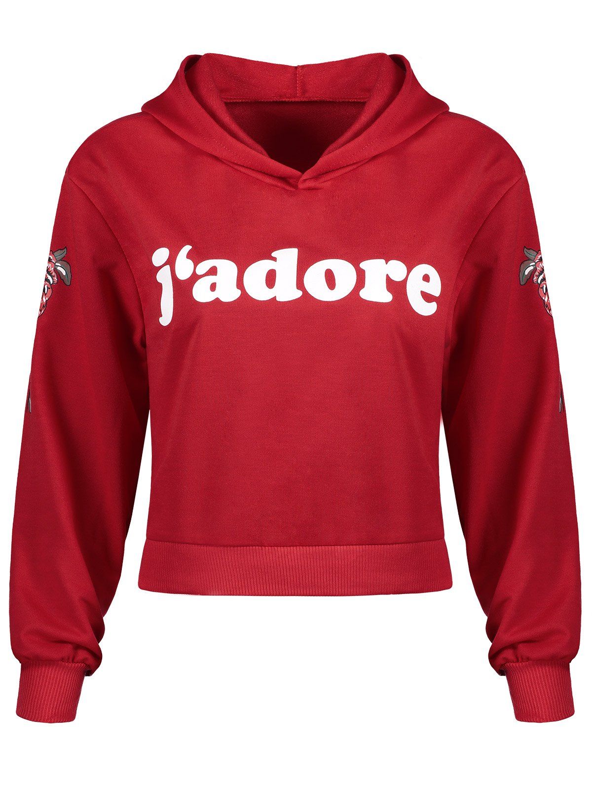 

Floral Letter Short Hoodie, Red
