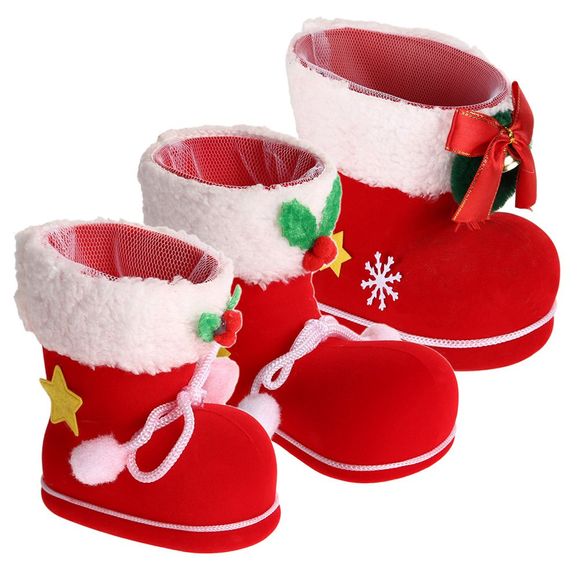 Coffrets-Cadeau de Différentes Tailles en Forme de Chaussures de Noël 3 Pièces - Rouge 