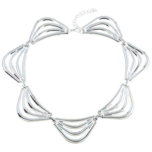 

Alloy Retro Floral Faux Collar Necklace, Silver