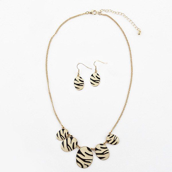 

Oval Zebra Necklace and Earring Set, Golden