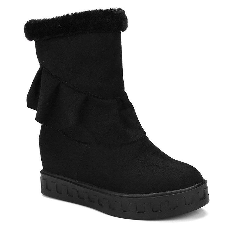 

Ruched Slip On Suede Boots, Black