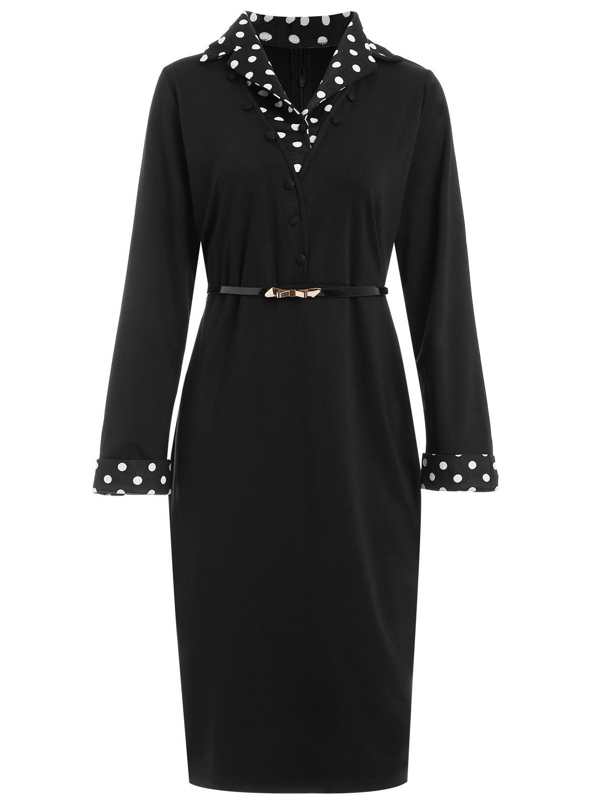 

Plus Size Polka Dot Insert Bodycon Dress, Black