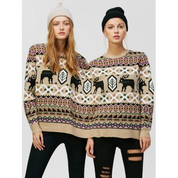 Two Person Reindeer Print Christmas Sweater