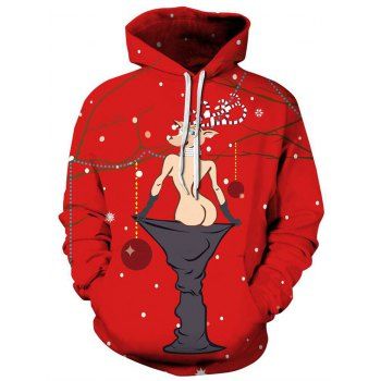 

Christmas Elk Polka Dot Print Hoodie, Red