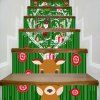 Autocollant d'Escalier de Noël Décoratif Animal Dessin Animé Imprimé - Vert 100*18CM*6PCS