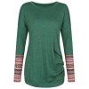 T-shirt Embelli de Boutons à Motif Géométriques et Epaules Fléchissantes - Vert S