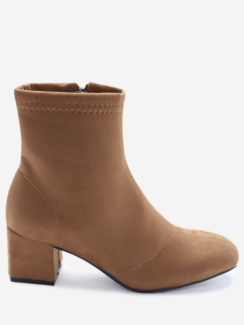

Faux Suede Square Toe Ankle Boots, Sugar honey