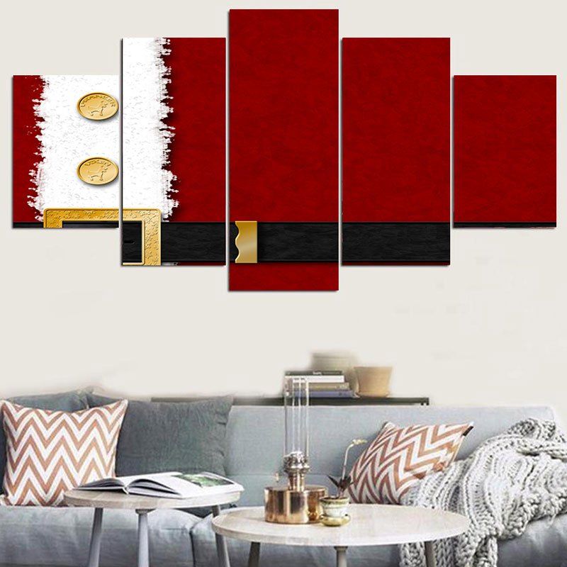 

Santa Claus Belt Pattern Wall Stickers, Red and white