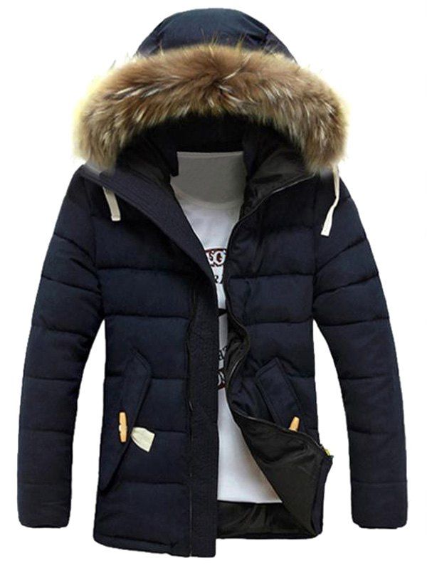

Detachable Hooded Padded Zip Up Coat, Deep blue