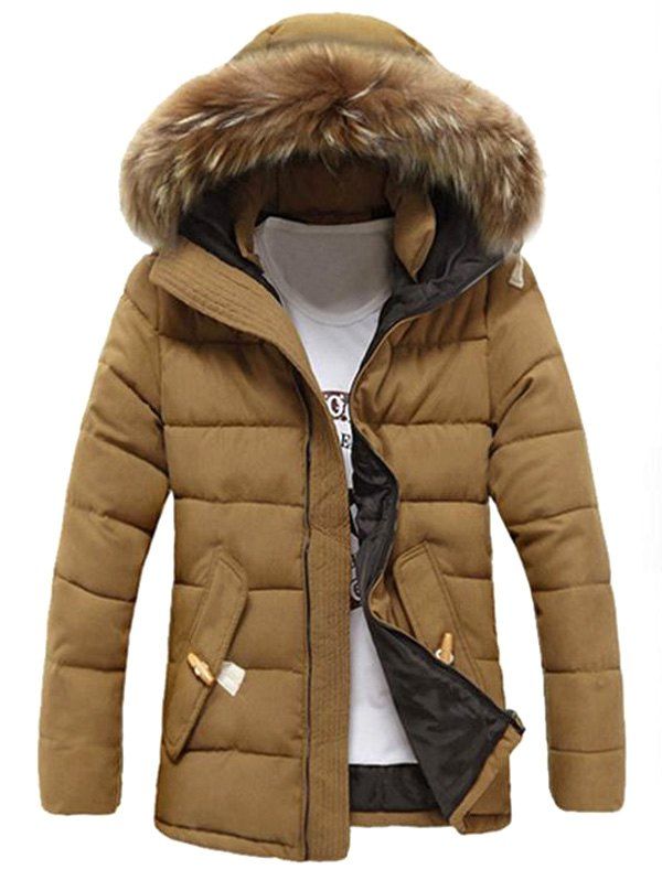 

Detachable Hooded Padded Zip Up Coat, Khaki