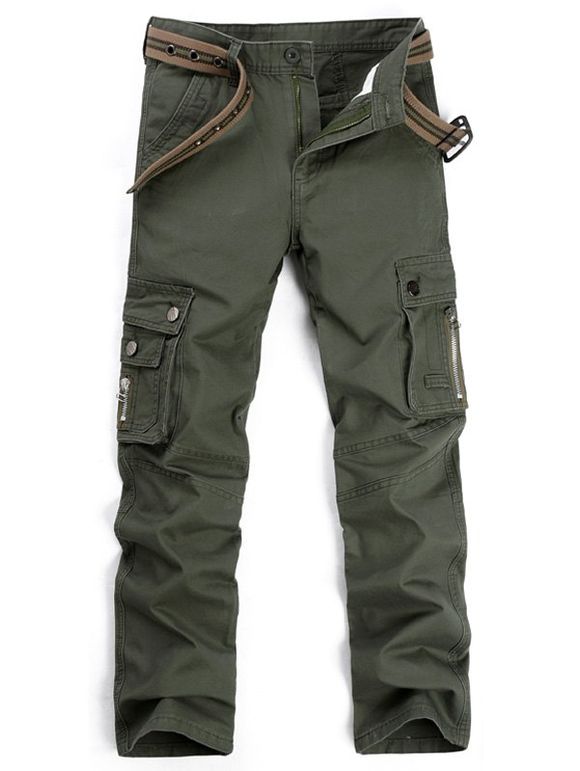 Pantalon Cargo Multi-poches Fermeture à Zip - Vert Armée 38