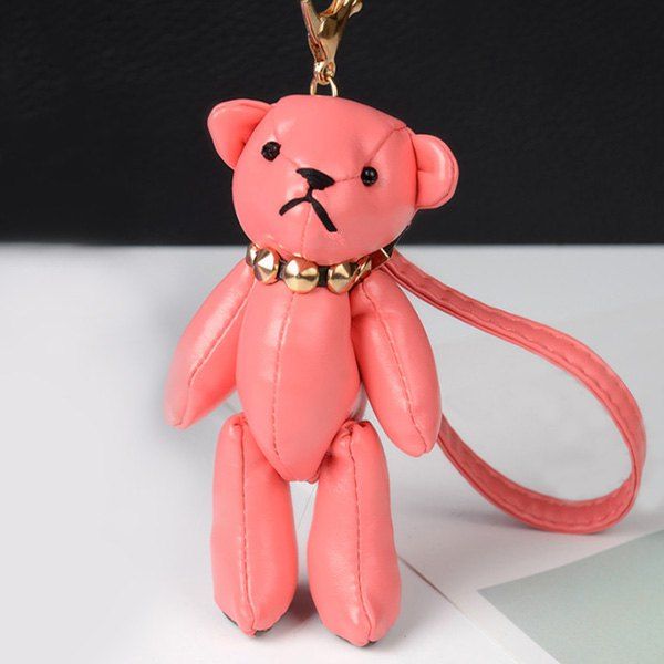

Cute Artificial Leather Bear Keychain, Watermelon red