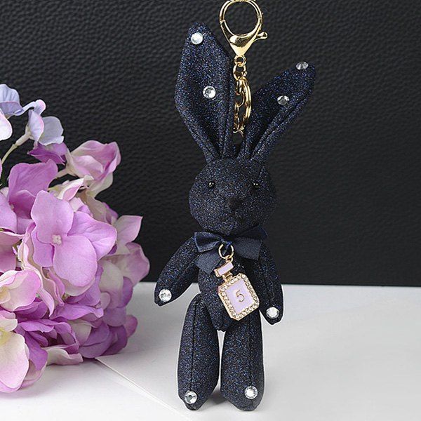 

Rhinestone Rabbit Cute Keychain, Cadetblue