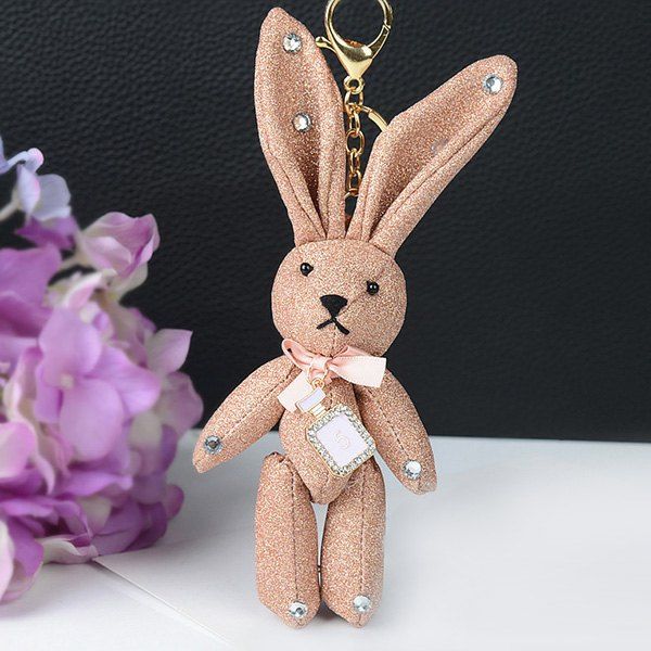 

Rhinestone Rabbit Cute Keychain, Nude pink
