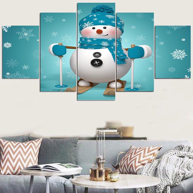 

Skiing Snowman Patterned Wall Stickers, Blue and white