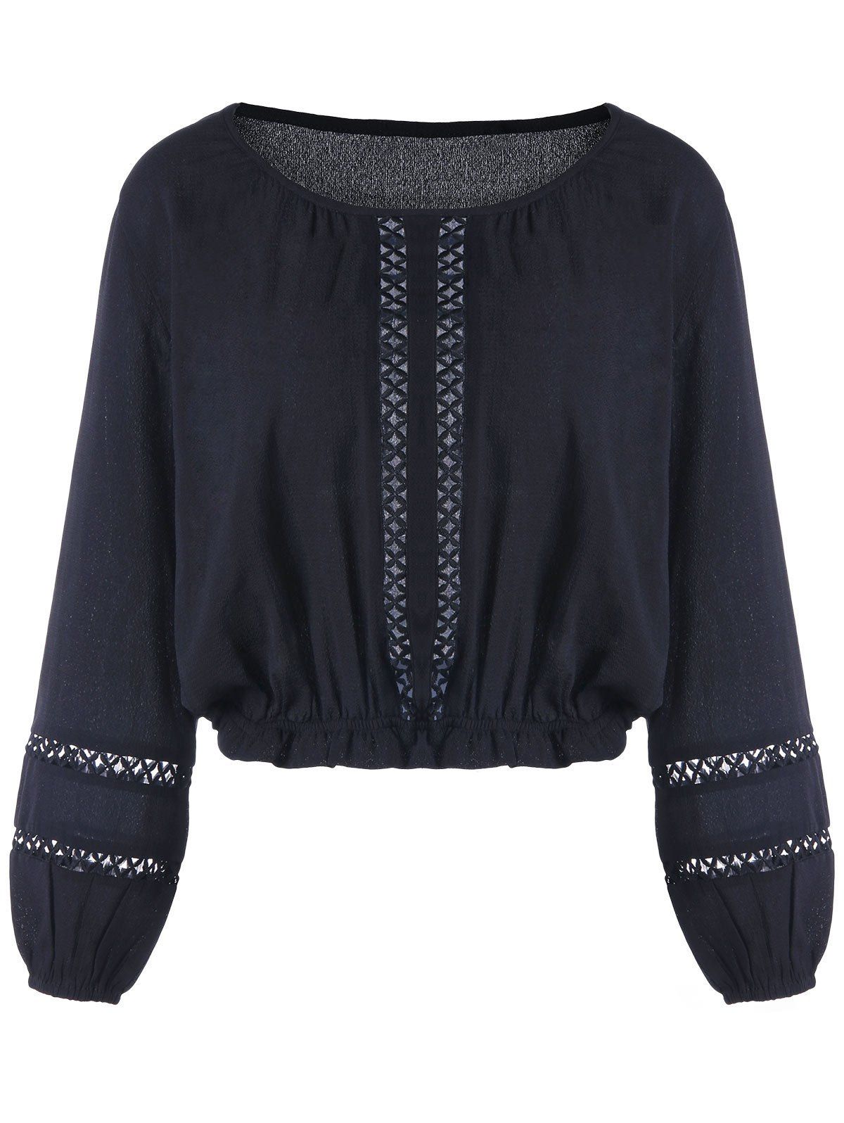 

Hollow Out Criss Cross Blouse, Black
