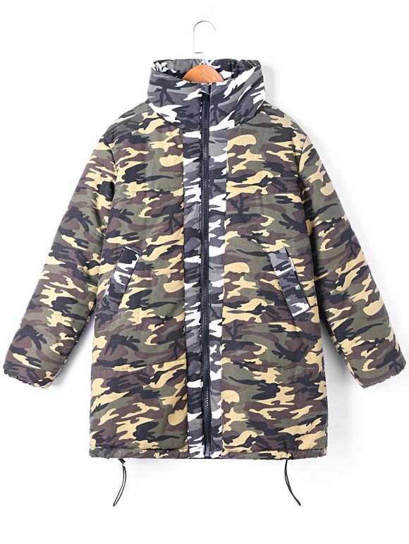 Manteau zippé à imprimé camouflage - ACU Camouflage XL