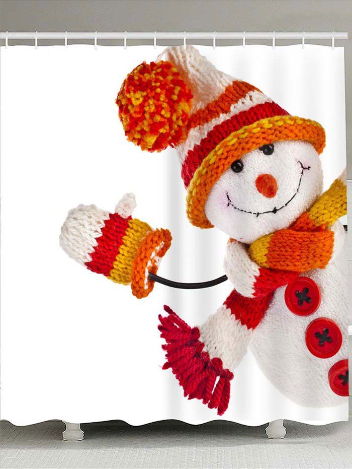 

Waterproof Knitted Snowman Doll Printed Shower Curtain, Colorful