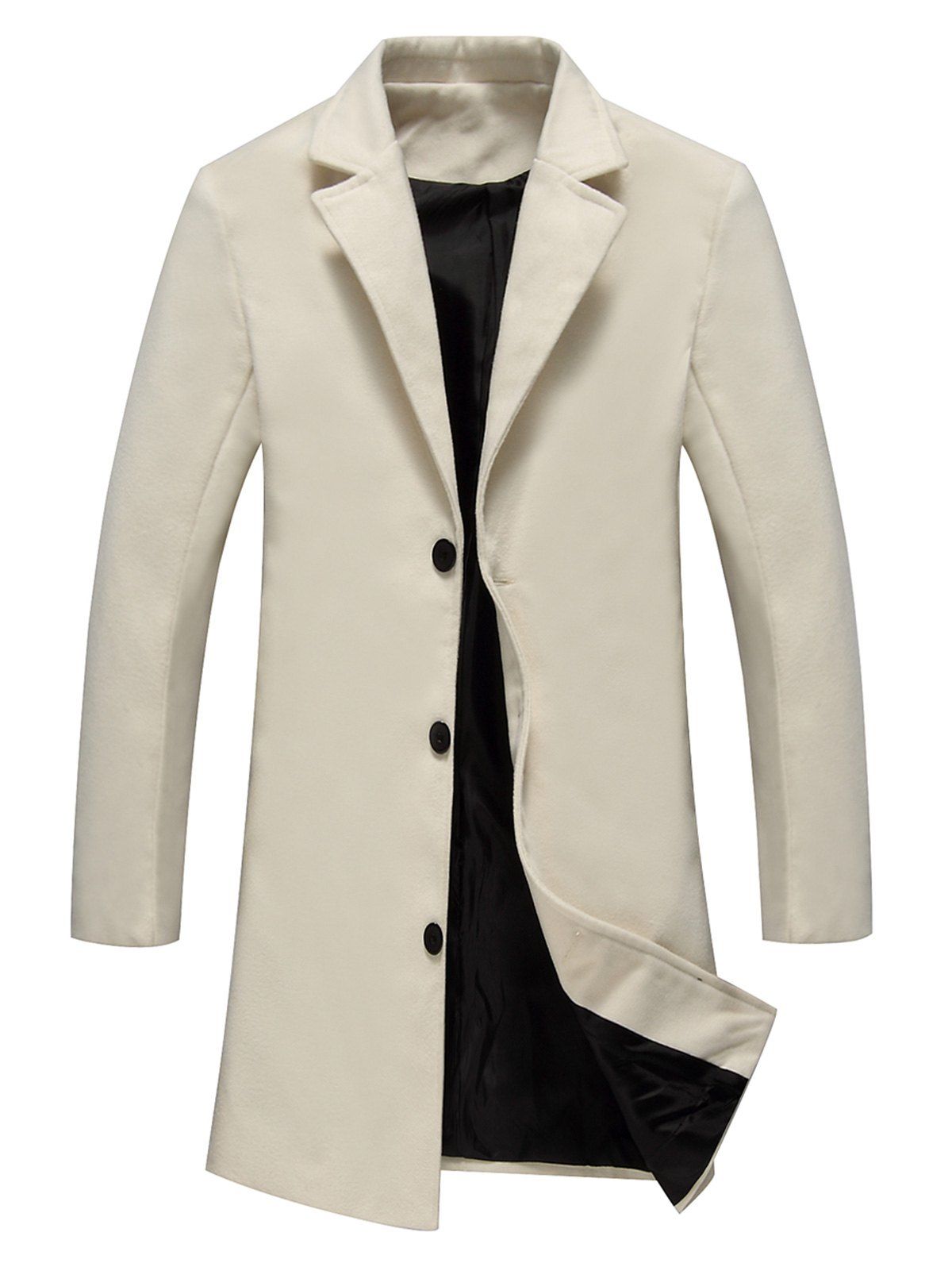 

Lapel Single Breasted Woolen Coat, Off-white