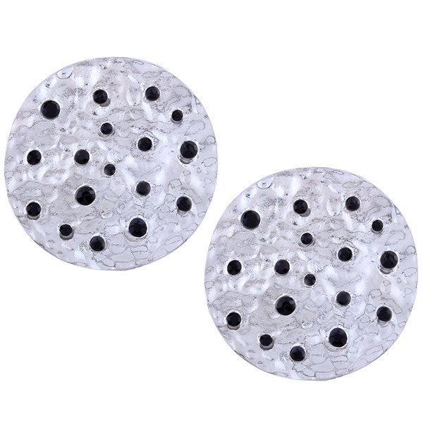 

Rhinestone Metal Round Vintage Earrings, White