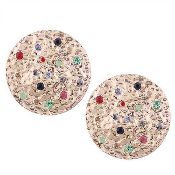 

Rhinestone Metal Round Vintage Earrings, Golden