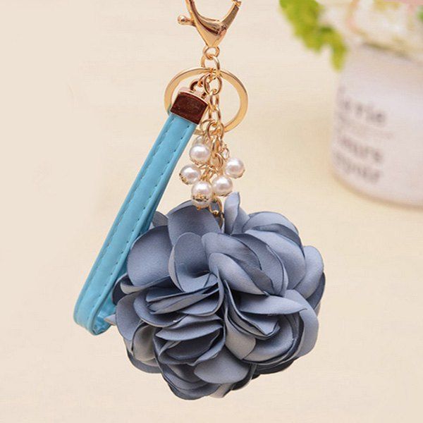 

Faux Pearl Flower Vintage Keychain, Blue