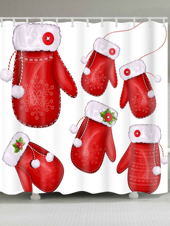 Rideau de douche imperméable rouge de modèle de gants de Noël - Rouge W71 INCH * L79 INCH