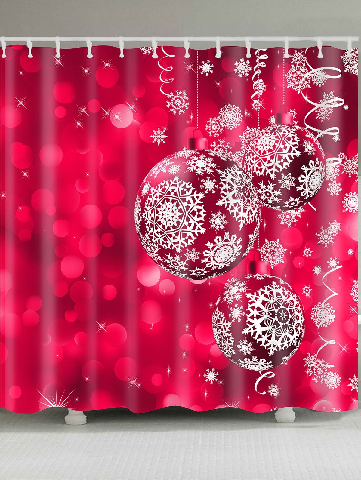 

Light-spot and Snowflake Balls Printed Showerproof Bathroom Curtain, Tutti frutti